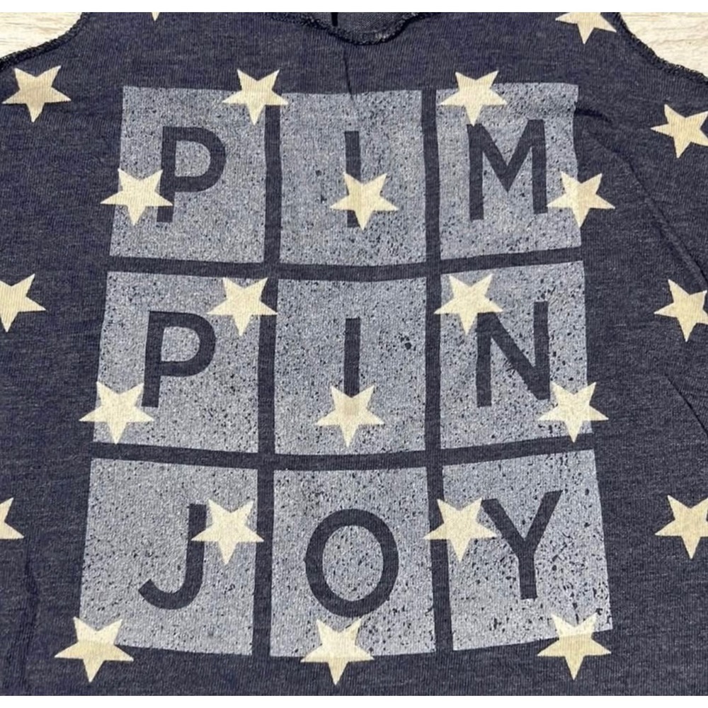 PimpinJoy Womens Navy Blue Star Print Graphic Racerback Tank Top Size L - Picture 2 of 3